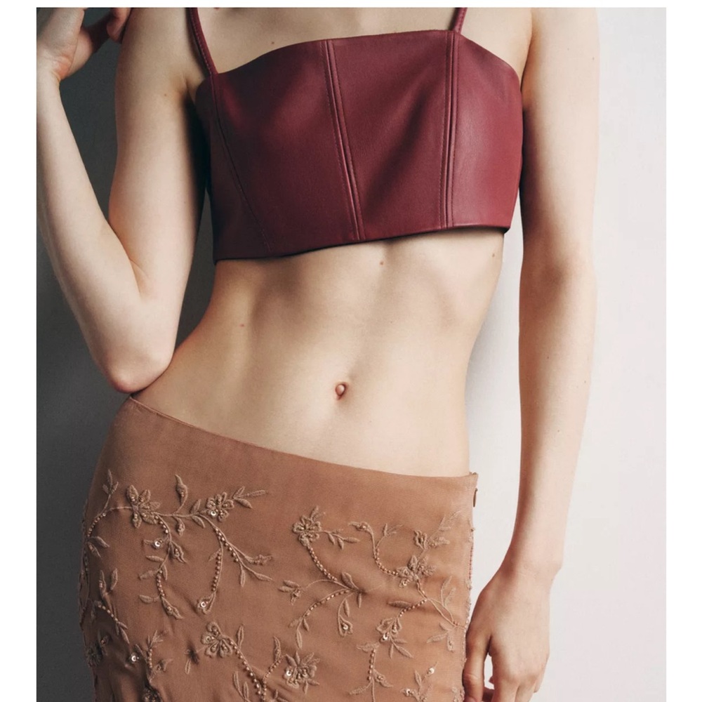 Zara Faux Leather strappy Bralette / crop top
